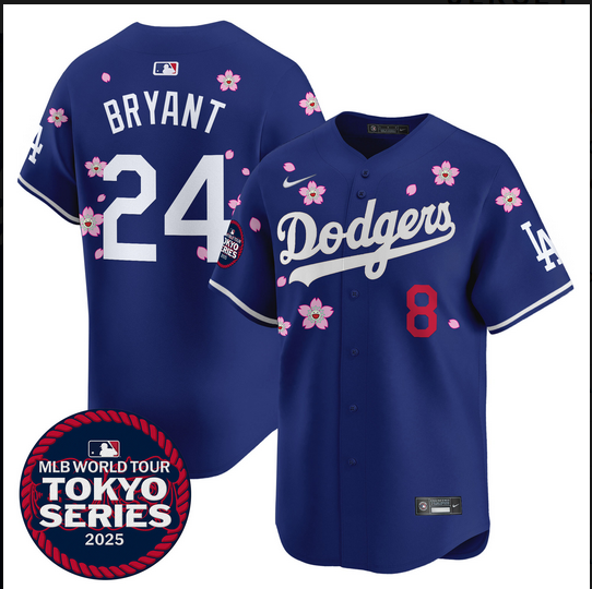 Men Los Angeles Dodgers #24 Bryant Tokyo Series 2025 blue Limited Stitched Jersey->los angeles dodgers->MLB Jersey
